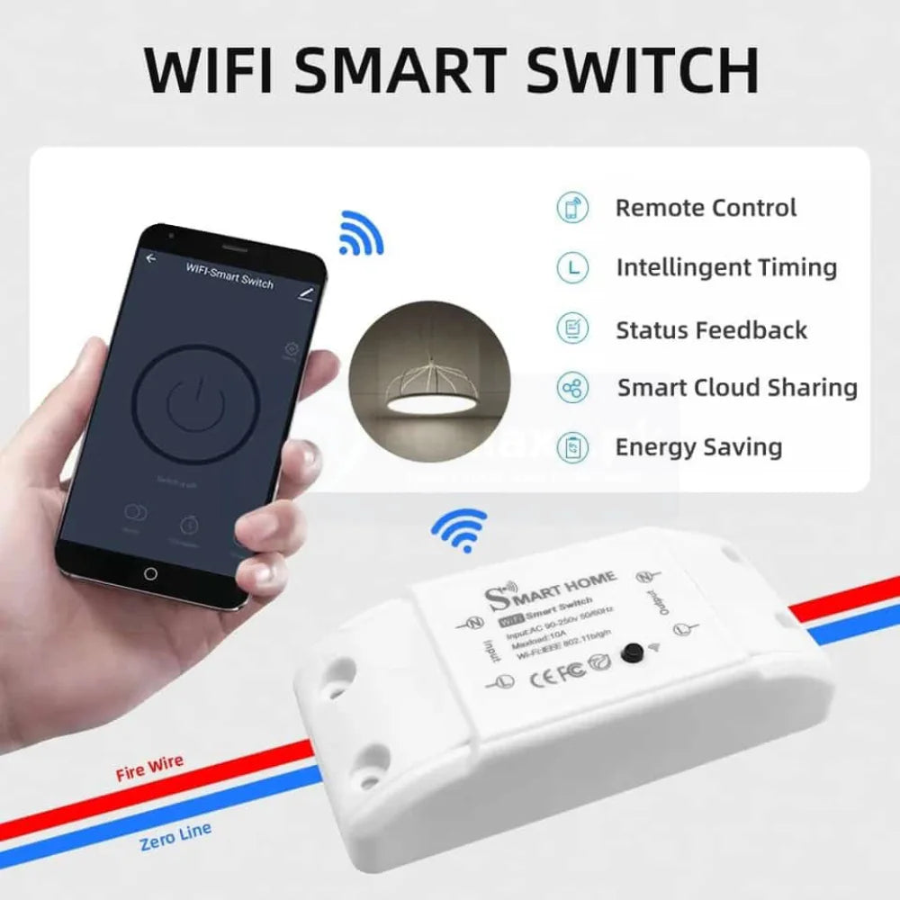 WiFi Remote Switch, AC90-250V 10A, Universal DIY Module for Smart Home Assistant