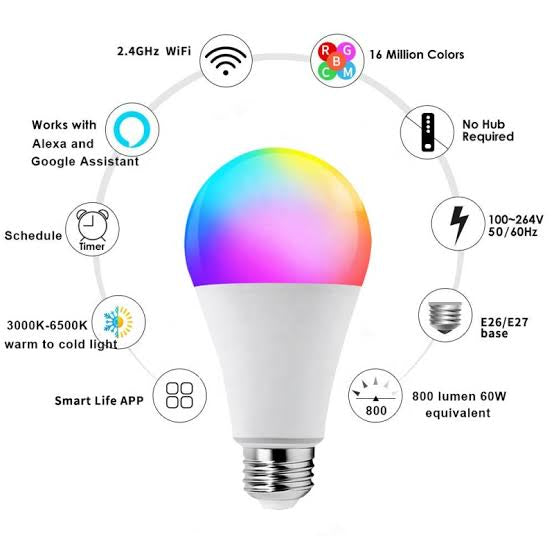 FBT-M-WB Smart 9W RGB Dimmable Bulb Wi-Fi Smart LED Bulb