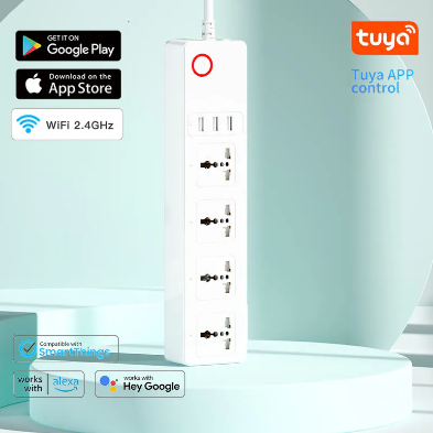 Smart Home Universal Power Strip – Tuya WiFi Power Hub with App Remote Control for Alexa & Google Home