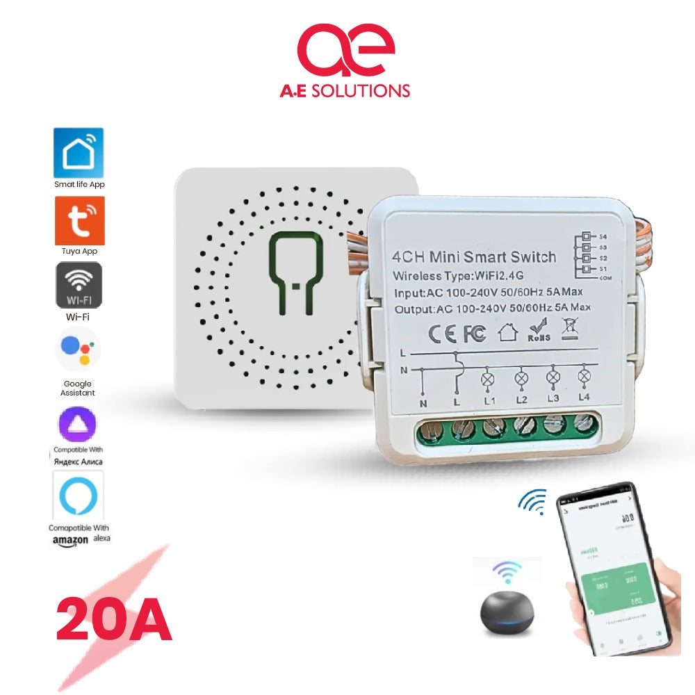 4CH Mini Smart WiFi Switch DIY Switch Module 20A