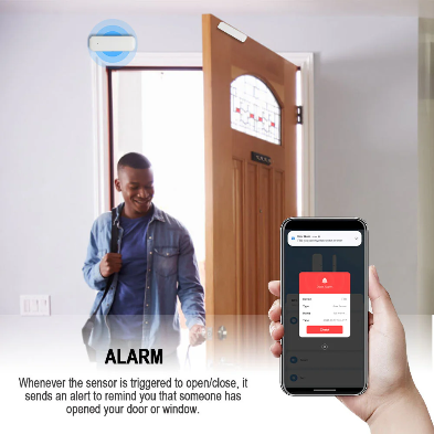 Tuya WiFi Smart Window & Door Sensor – Wireless Magnetic Door Sensor for Home Security