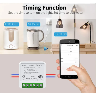 RF 433MHz Mini Smart Switch – 1 Channel 16A Smart Relay for Alexa & Google Assistant