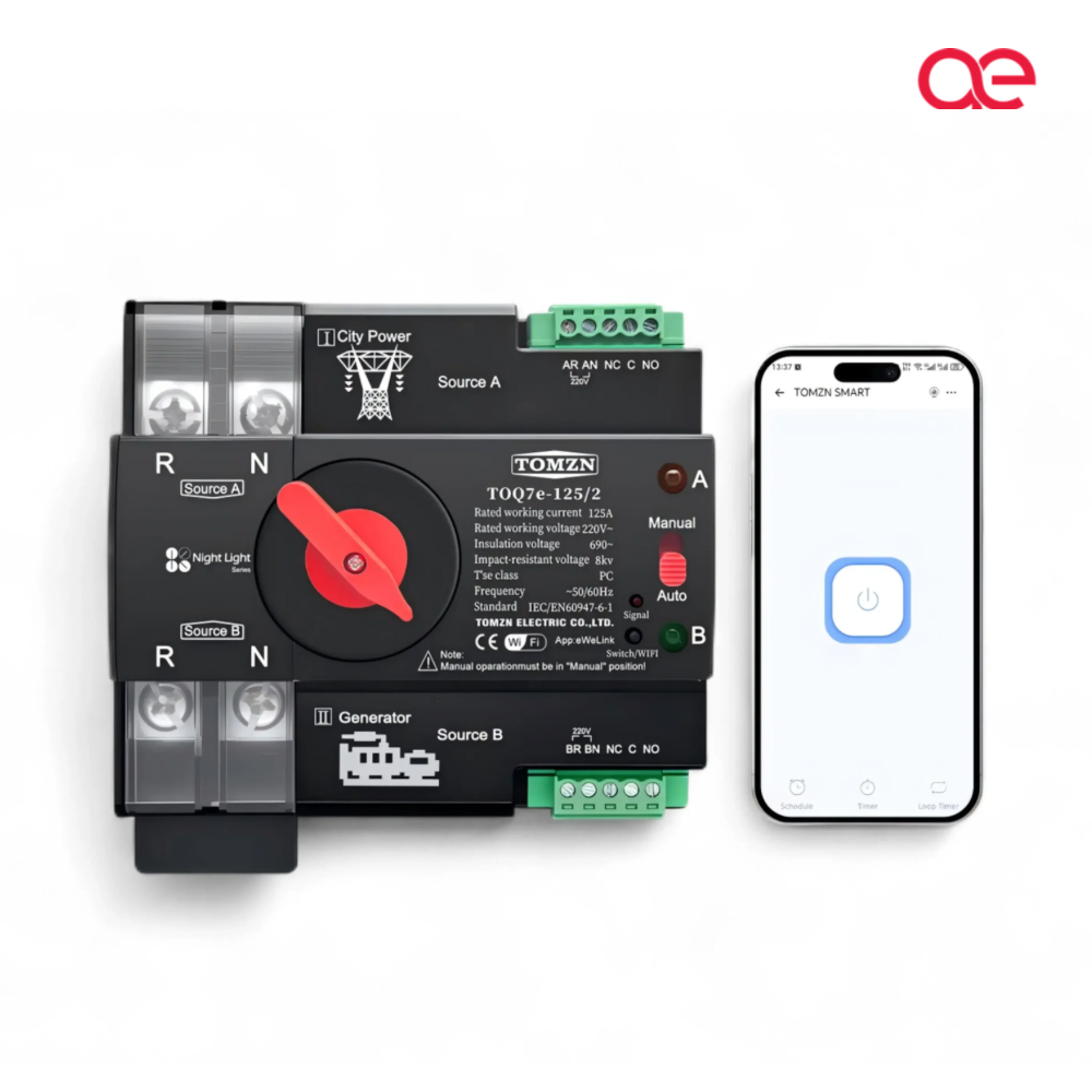 Tomzn Smart WiFi ATS Dual Power Automatic Change Over 125A