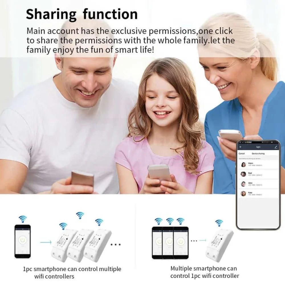 WiFi Remote Switch, AC90-250V 10A, Universal DIY Module for Smart Home Assistant