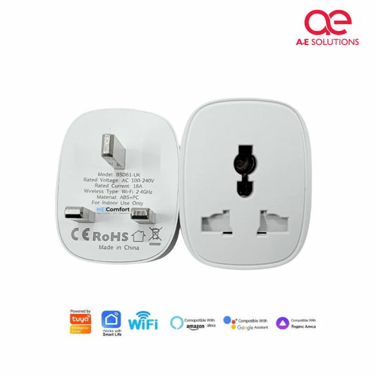 Tuya 16A WiFi Plug – Smart Universal Socket with Voice Control & Timer – UK Plug