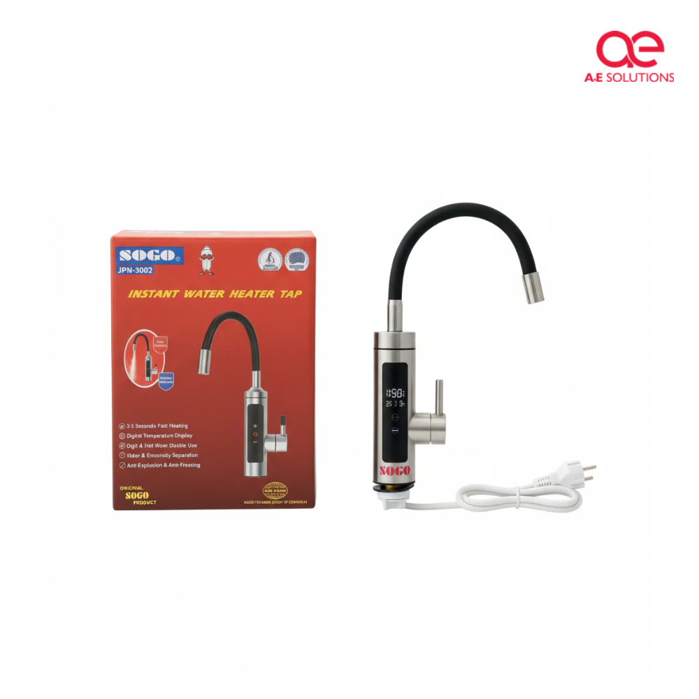 Sogo JPN-3002 Instant Electric Water Heating Tap With Temprature Controle | 3000W Fast Heat Faucet | Shock-Proof & Anti-Explosion | IPX4 Rated
