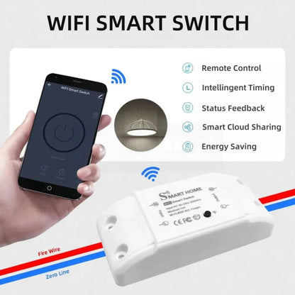 WiFi Remote Switch, AC90-250V 10A, Universal DIY Module for Smart Home Assistant