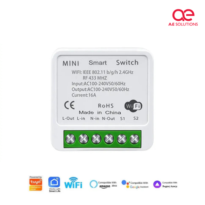 RF 433MHz Mini Smart Switch – 1 Channel 16A Smart Relay for Alexa & Google Assistant