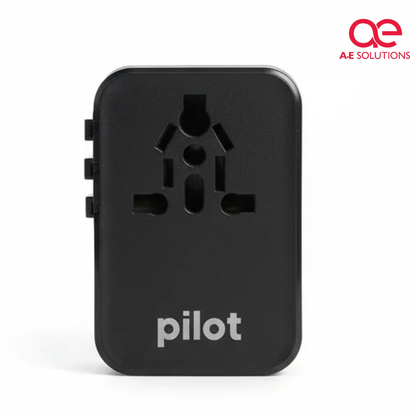 Pilot Universal Travel Adapter PD 45W – Fast Charging USB-C PD, 2500W All-In-One International Power Adapter With Safety Fuse