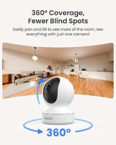 Reolink Indoor Security Camera E1 4MP – Smart 360° Home, Baby & Pet Monitoring