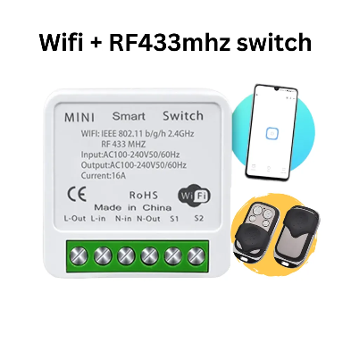 RF 433MHz Mini Smart Switch – 1 Channel 16A Smart Relay for Alexa & Google Assistant