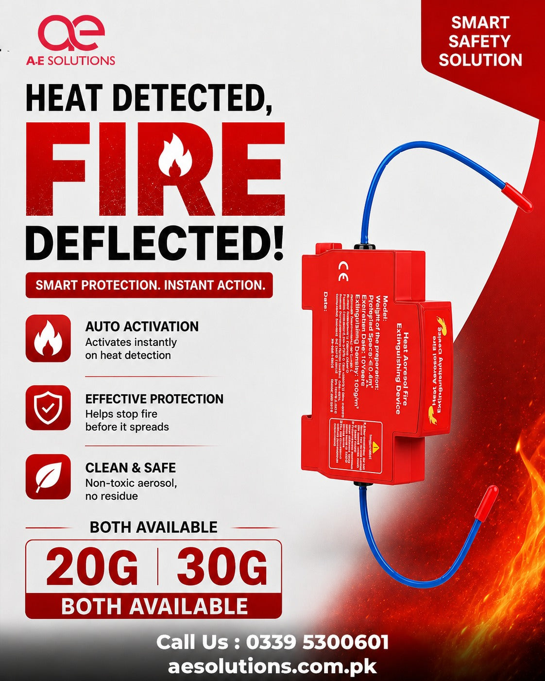 Heat Aerosol Fire Extinguishing Device 20G & 30G – Automatic Fire Suppression Safety System