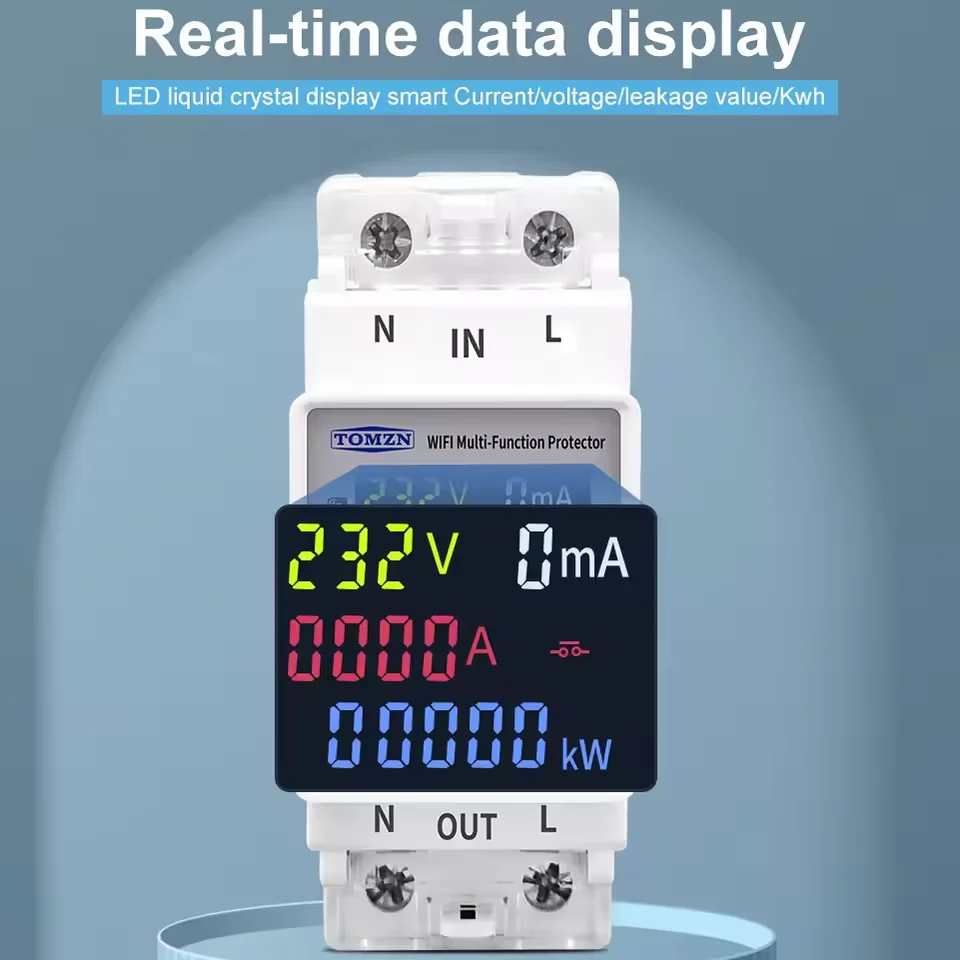 Tomzn TOMPD 63SW- 63A WIFI Protector With Voltage Current And Leakage Protection Mini 10in1