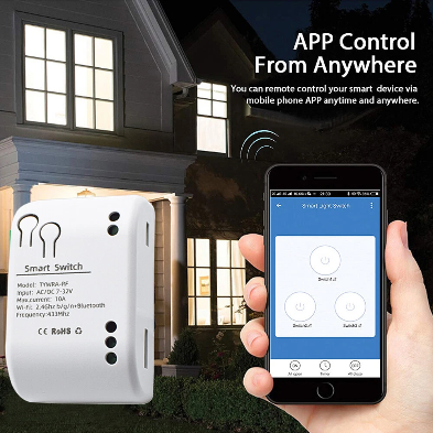 Smart DC 7V-32V WiFi + RF Relay Switch | Tuya Smart Life App | 12V & 24V Compatible with Alexa/Google Home