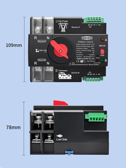 Tomzn Smart WiFi ATS Dual Power Automatic Change Over 125A