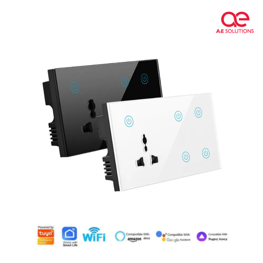 4 Gang Smart Switch with Wall Socket | Black & White