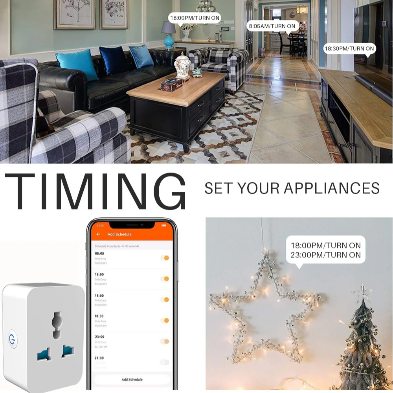 Universal 15A Smart Plug – WiFi Socket with Voice Control Alexa & Google Home – US Plug