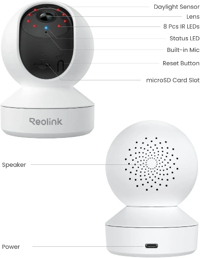 Reolink Indoor Security Camera E1 4MP – Smart 360° Home, Baby & Pet Monitoring