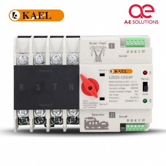 KAEL LDQ5-125/63/4P Red Nob AC 3Phase Din Rail 220V Dual Power Automatic Transfer Switch ATS