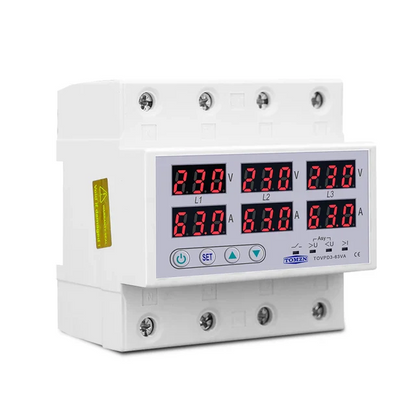 Tomzn TOVPD3-VA 3Phase 63 Amp 4 Pole Voltage And Current Protector