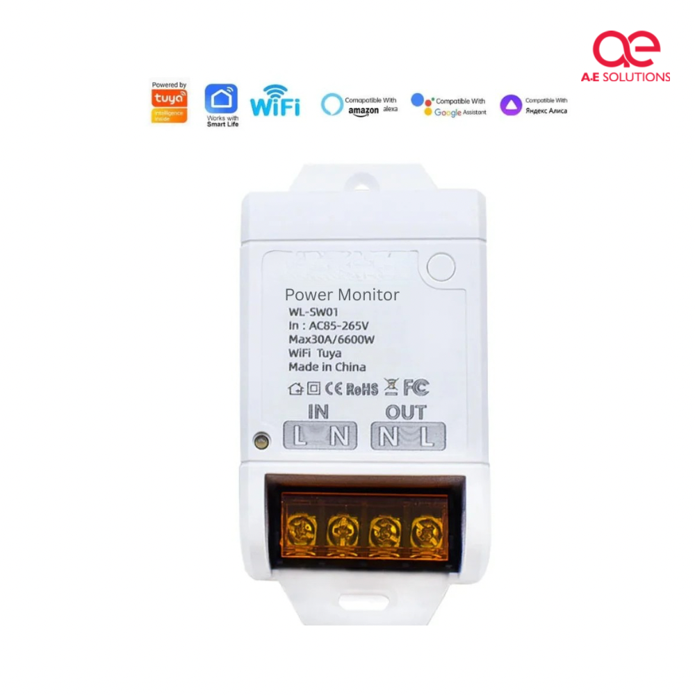 30A WiFi Smart Relay Switch With Power Monitor | Timer Switch For Geyser
