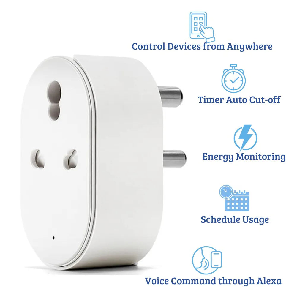 Smart 16A WiFi Power Plug | 3 Pin Smart Plug Switch | Watt Meter