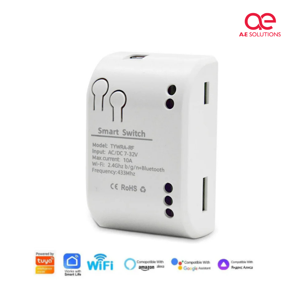 Smart DC 7V-32V WiFi + RF Relay Switch | Tuya Smart Life App | 12V & 24V Compatible with Alexa/Google Home