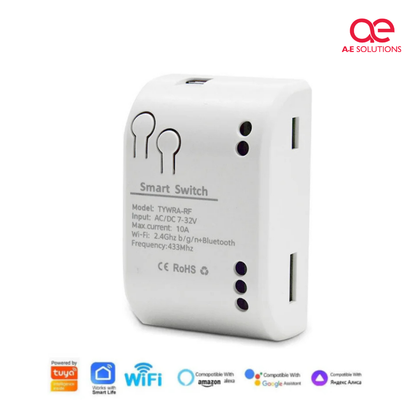 Smart DC 7V-32V WiFi + RF Relay Switch | Tuya Smart Life App | 12V & 24V Compatible with Alexa/Google Home