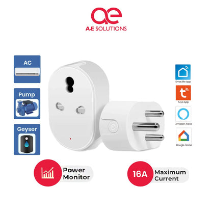 Smart 16A WiFi Power Plug | 3 Pin Smart Plug Switch | Watt Meter