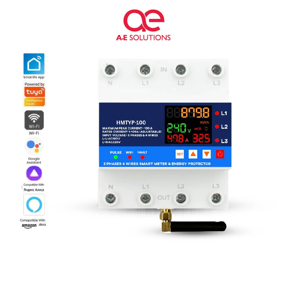 100A WiFi Smart Circuit Breaker – 3 Phase – 4P | Auto-Reclosing, Over/Under Voltage Protection